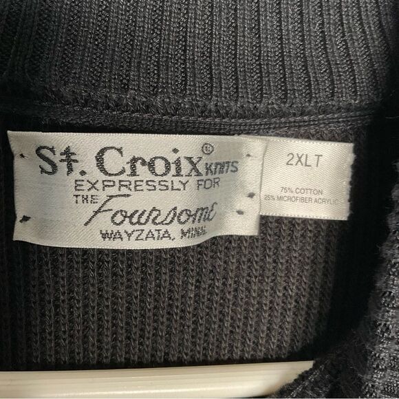 Vintage St Croix Sweater Mens Size 2XLT Knit 1/4 Zip Pullover Cotton Microfiber - Picture 4 of 10